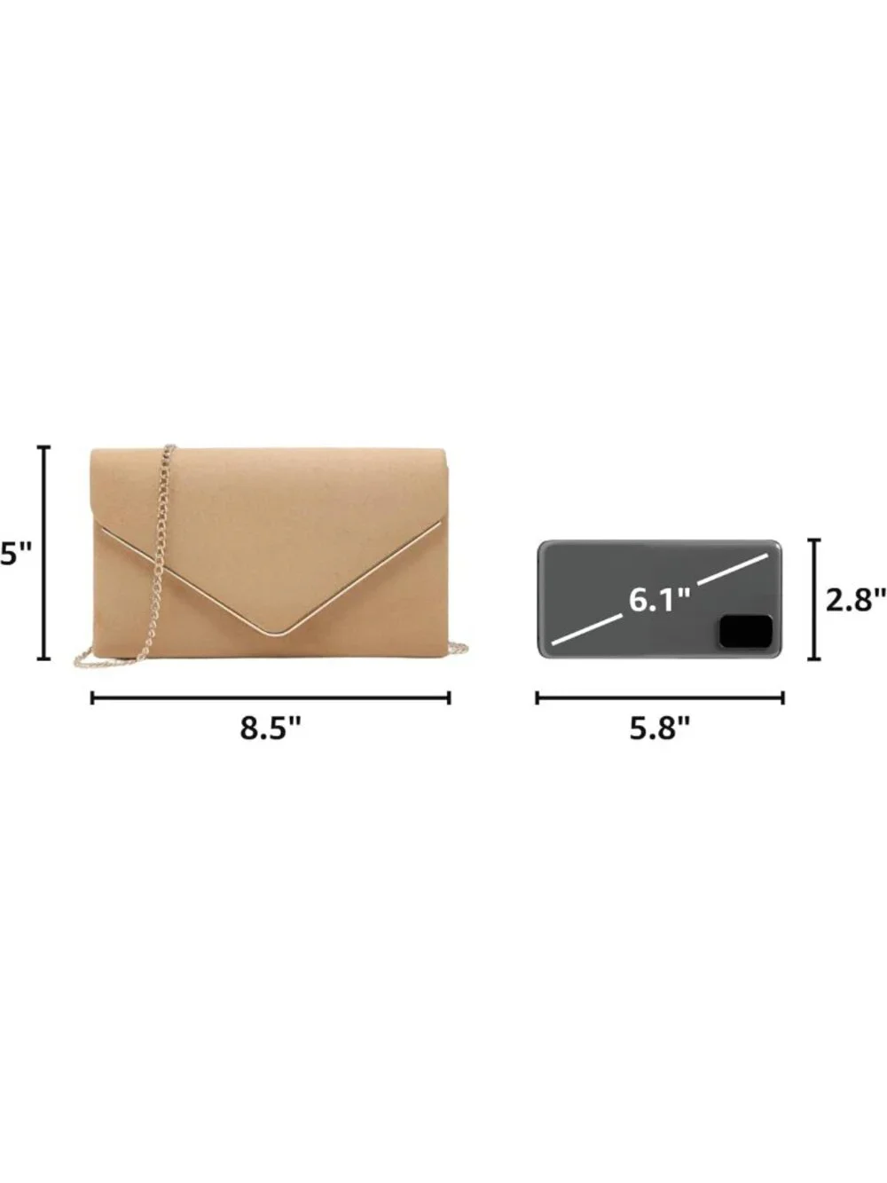 Chic Faux Suede Clutch Purse - Elegant Evening Bag for Bridal & Formal Events